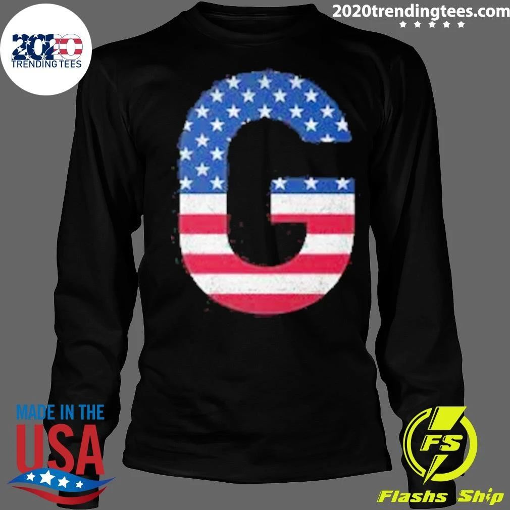 G Patriotic Letter G Design with American Flag Pattern Shirt