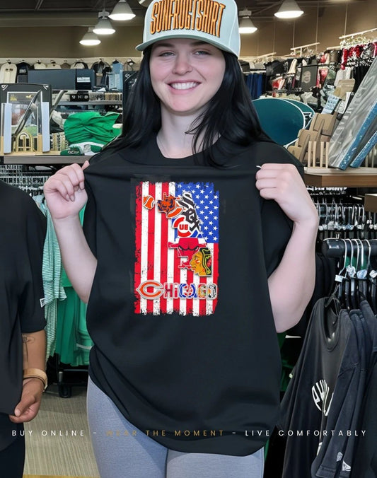 Chicago teams on the American flag shirt