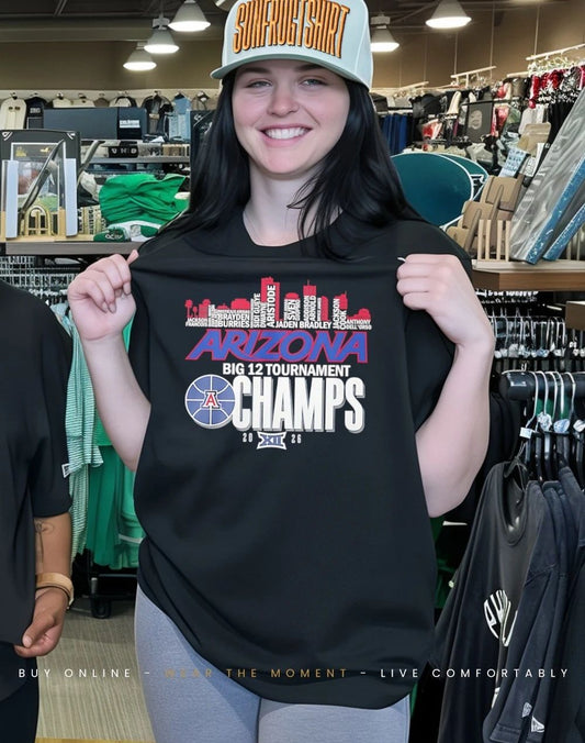 Arizona Wildcats 2026 Big 12 Conference Tournament Champions City Skyline shirt