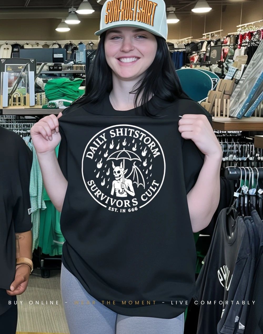 Devil skull gothic daily shitstorm survivor cult est in 666 shirt