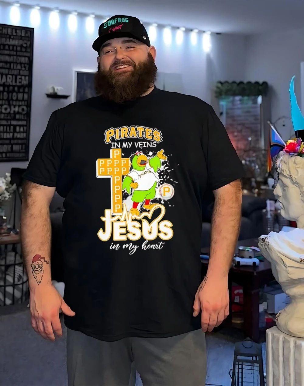 Pirates In My Veins Jesus In My Heart mascot shirt