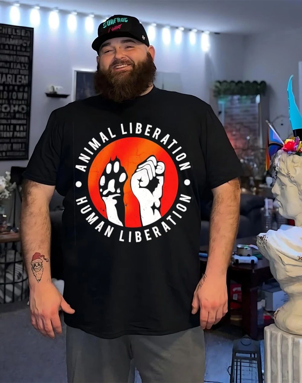 Paw and hand raise animal liberation human liberation shirt