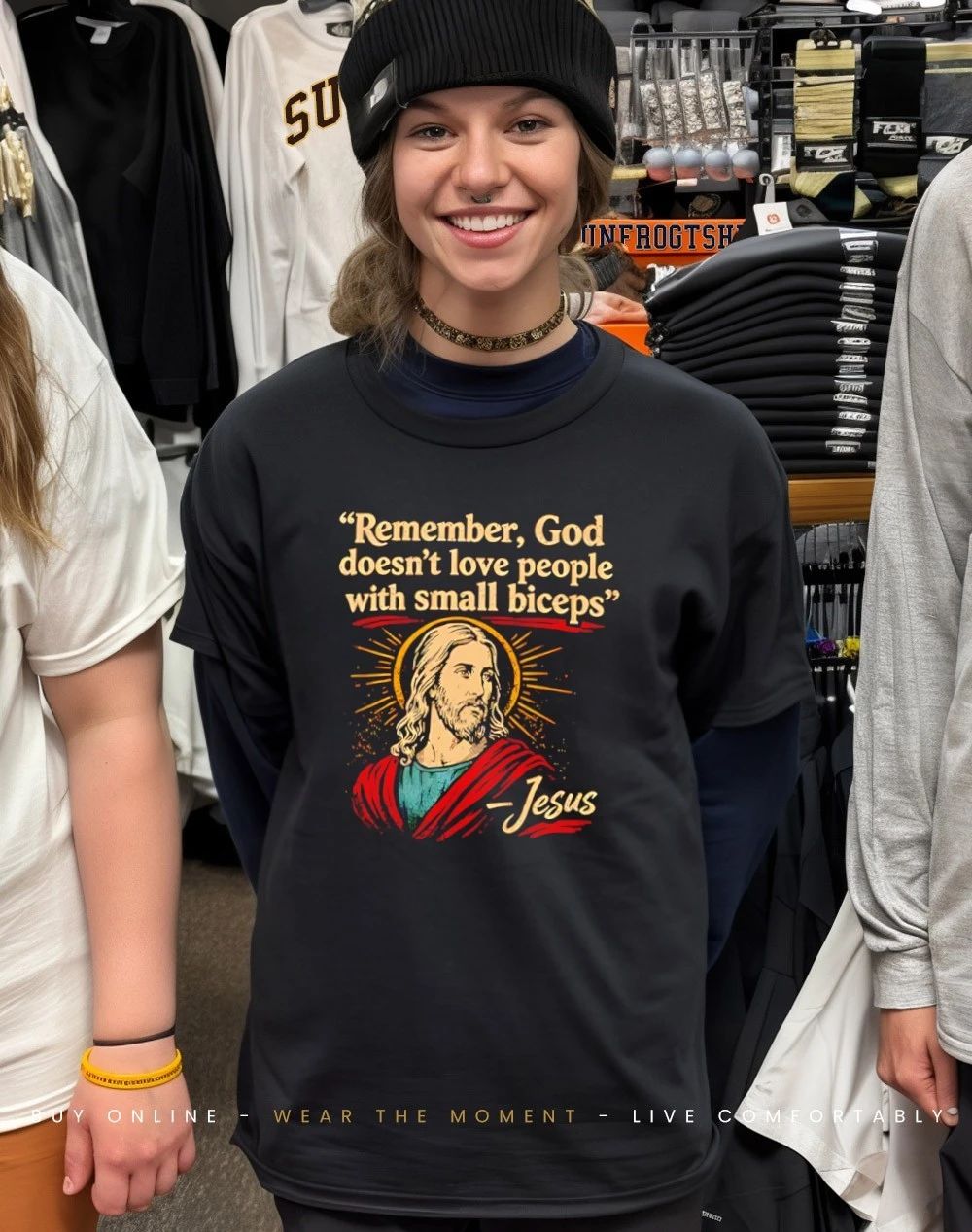 Remember god doesn’t love people with small biceps Jesus shirt