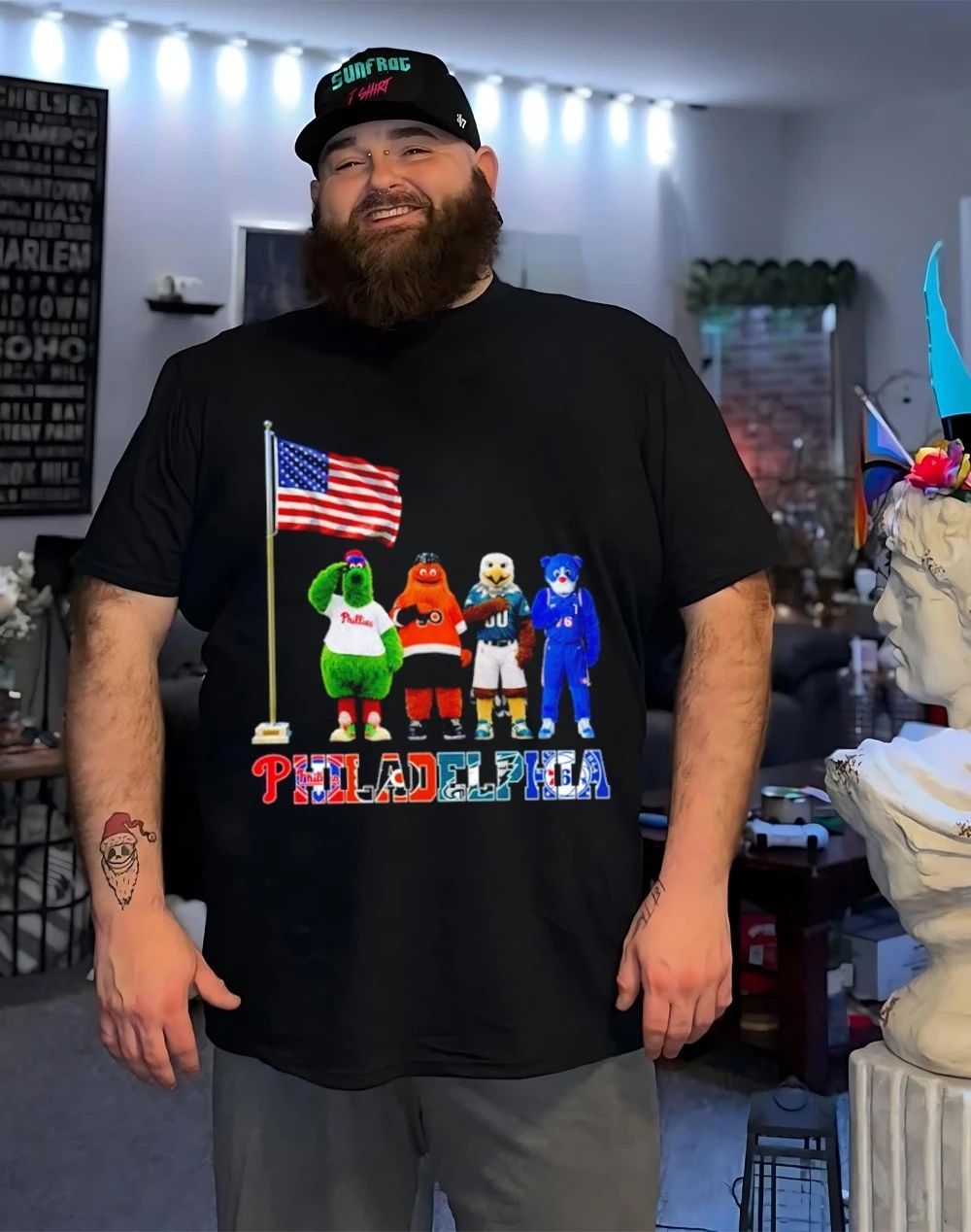 Philadelphia sports mascot salute the flag shirt
