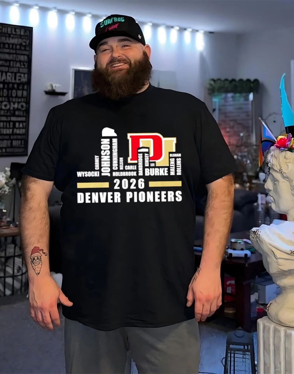 Denver Pioneers Hockey Champions 2026 players names city skyline shirt