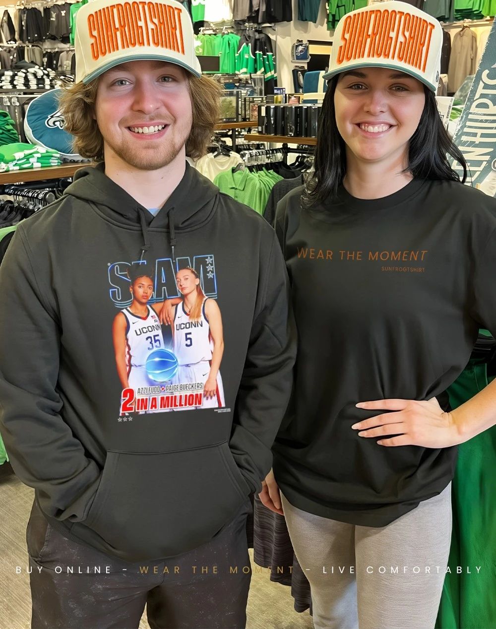Paige Bueckers and Azzi Fudd 2 in a million Uconn Huskies SLAM shirt