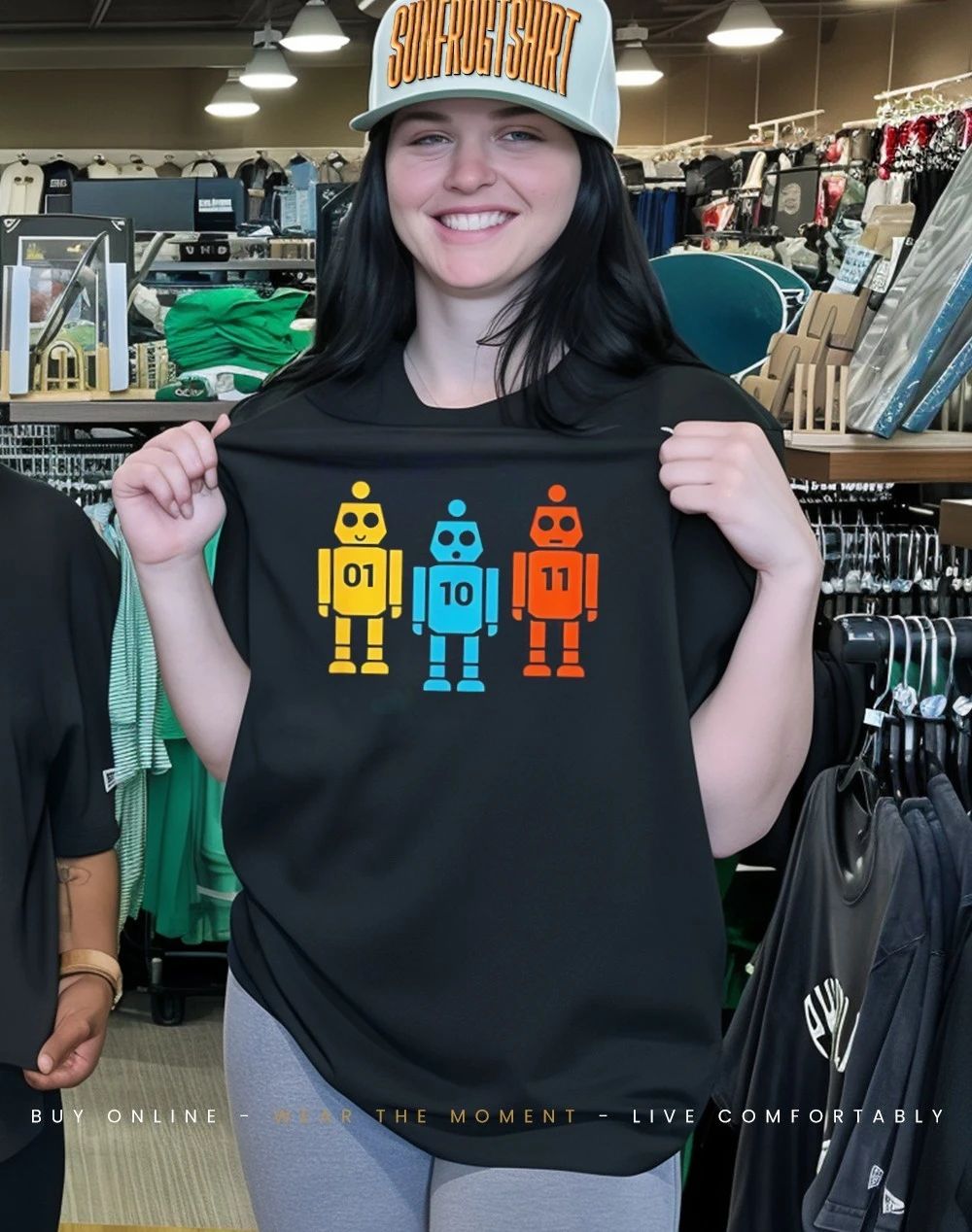 Binary 01 10 11 Robot Shirt
