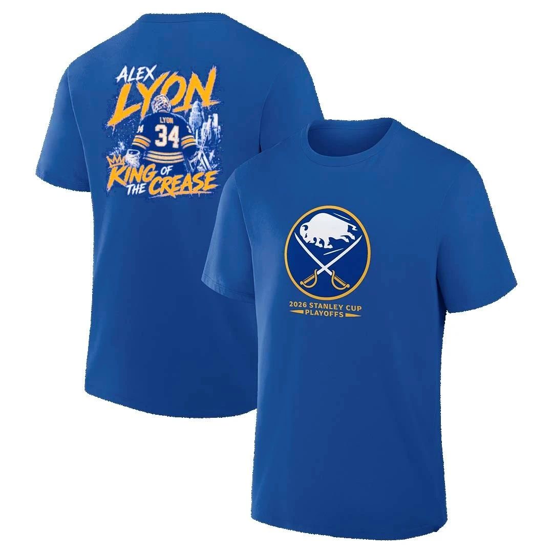 Buffalo Sabres Alex Lyon King of the crease front and back shirt