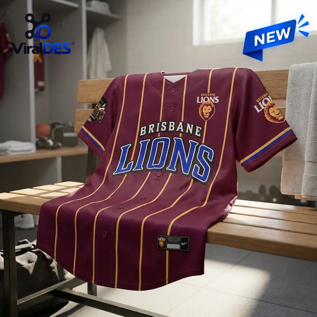 Brisbane Lions Maroon Three-Peat Baseball Jersey