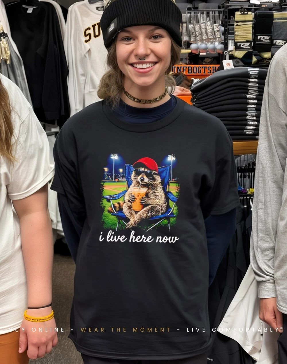 Raccoon I Live Here Now shirt