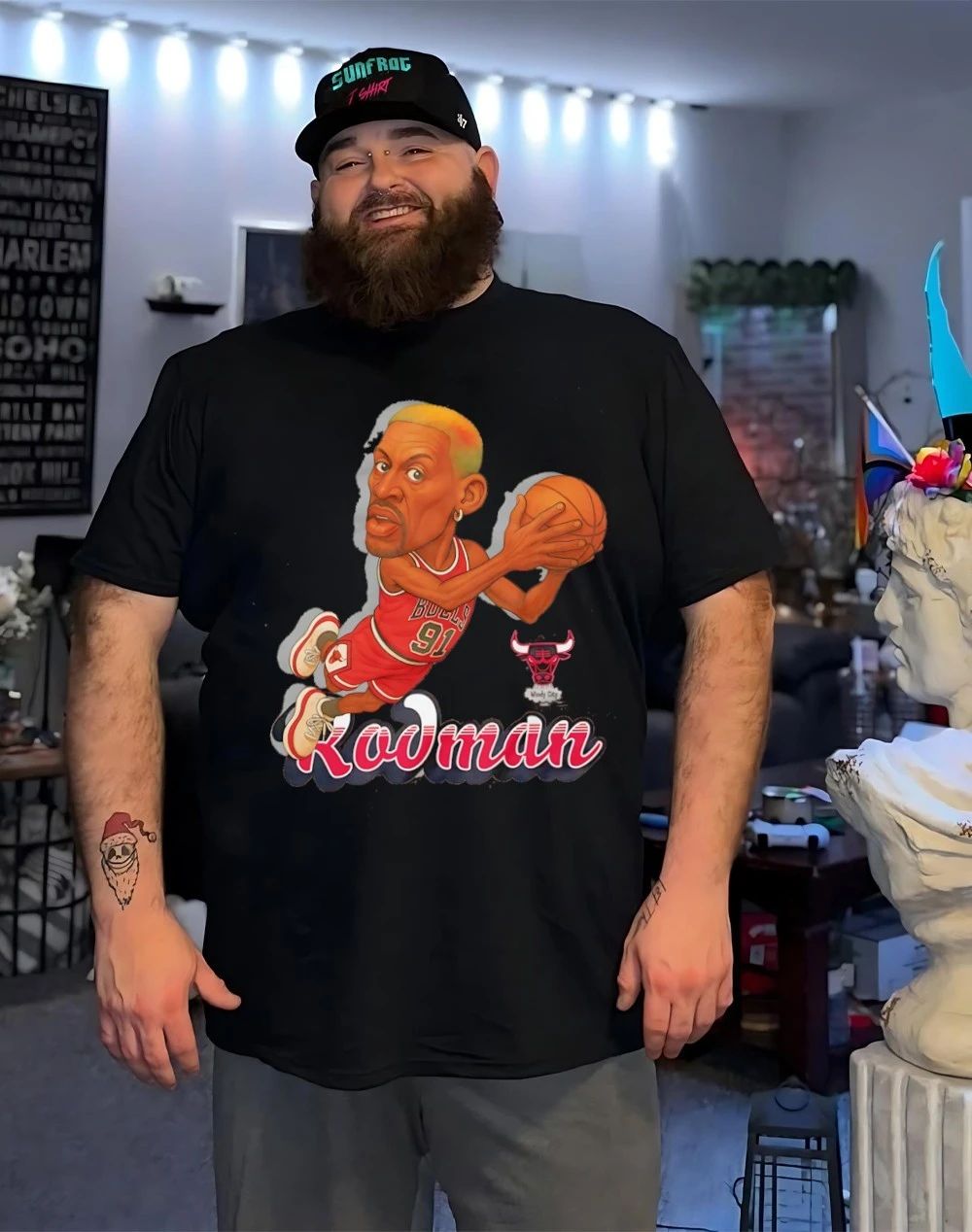 Dennis Rodman Chicago Bulls Fickett Classics cartoon shirt