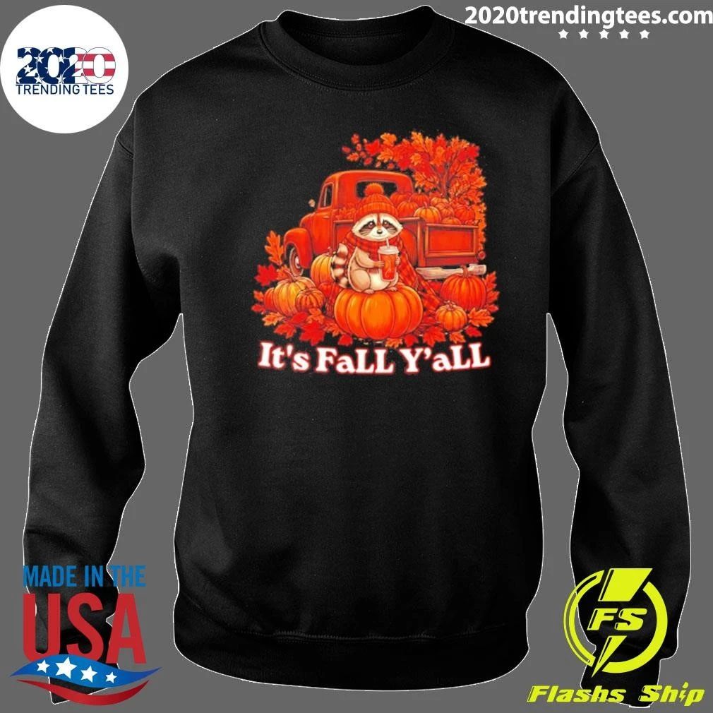 It’s Fall Y’all Raccoon With Pumpkin Truck Shirt