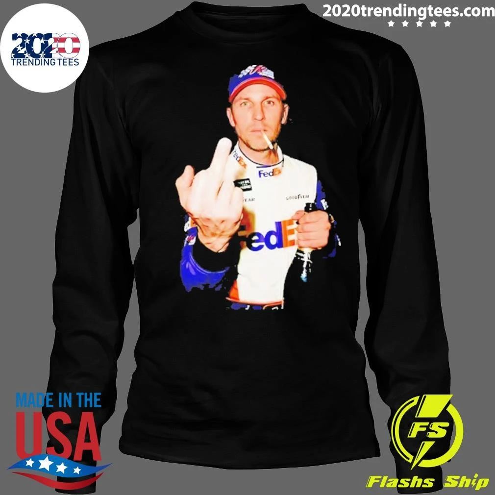 Denny Hamlin 2026 Middle Finger Smoking And Beer Shirt