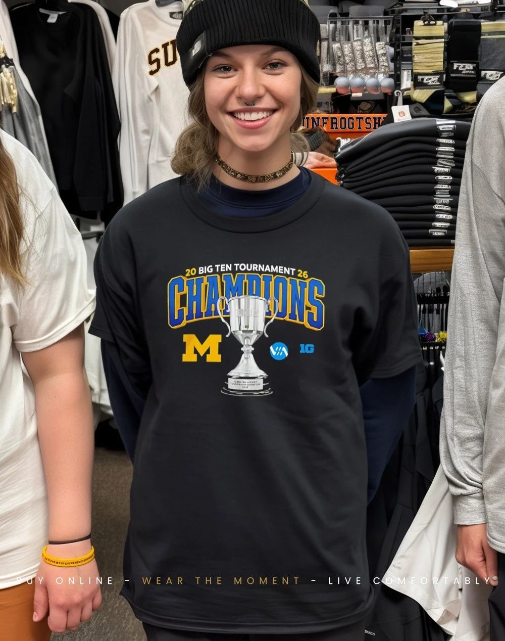 Michigan Wolverines 2026 Big Ten Hockey Champs trophy shirt
