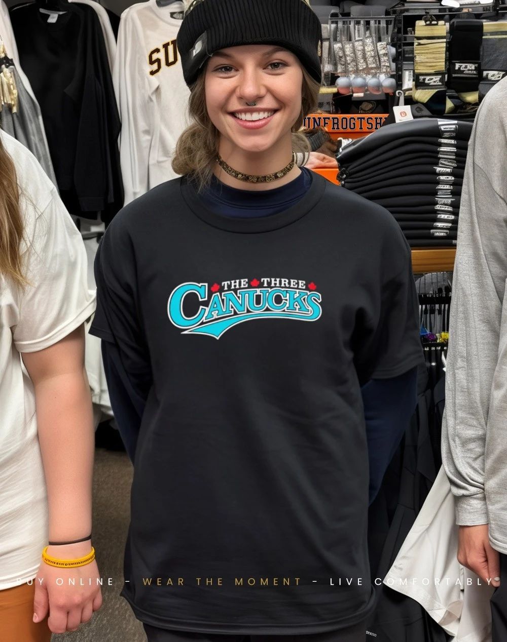 The Three Canucks Baseball logo shirt