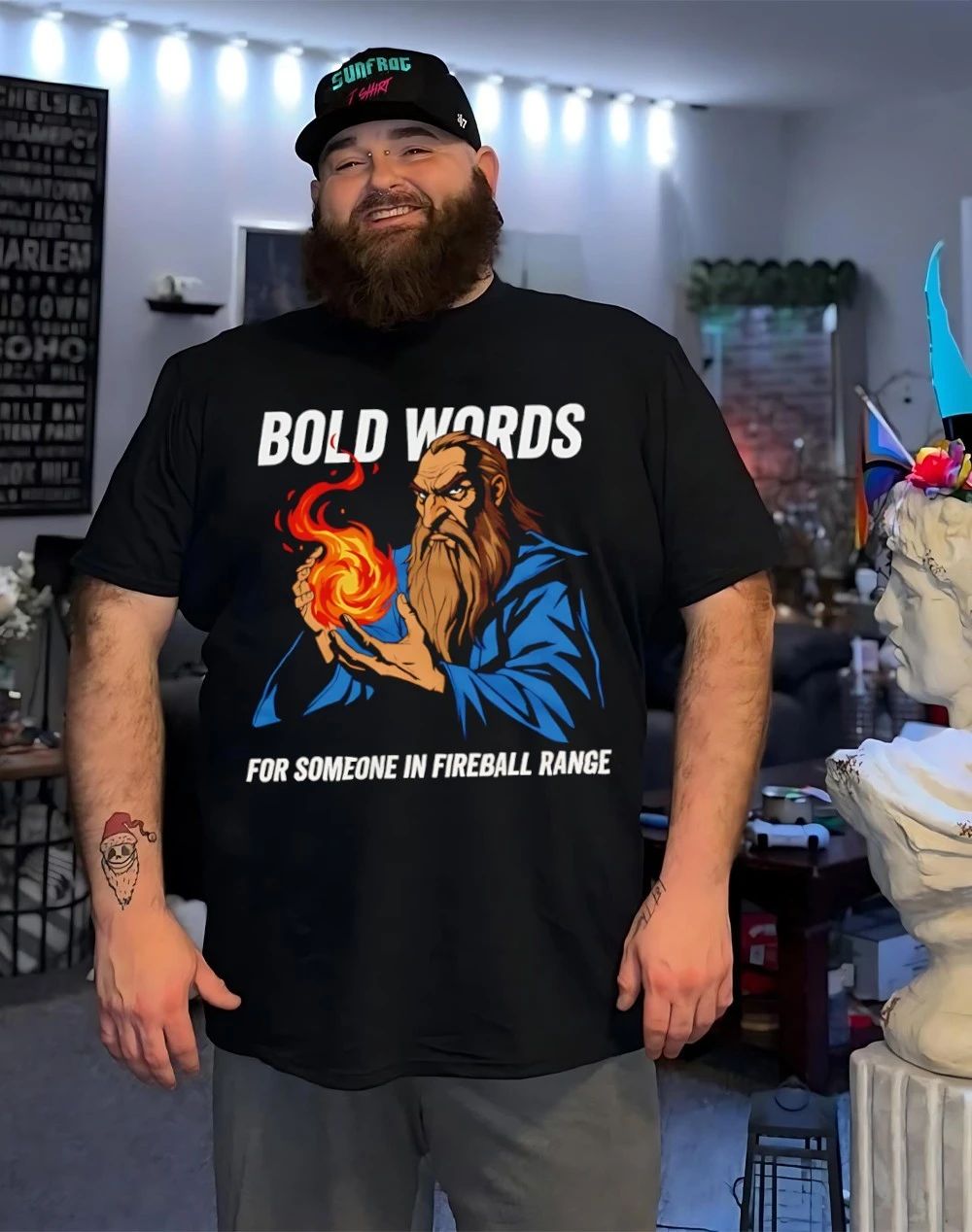 Wizard bold words for someone in fireball range shirt