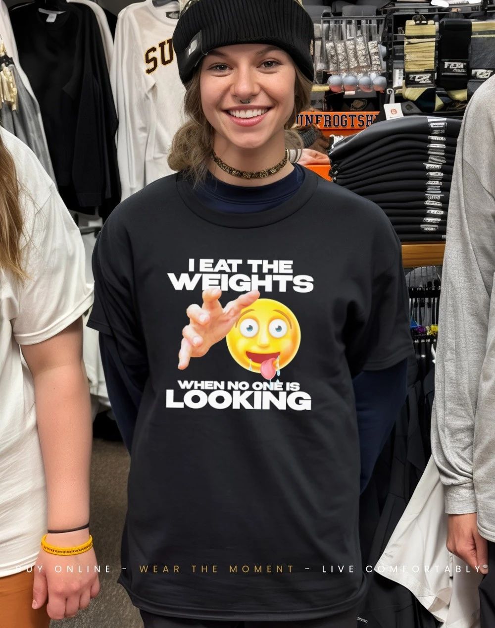 I eat the weights when no one is looking icon shirt