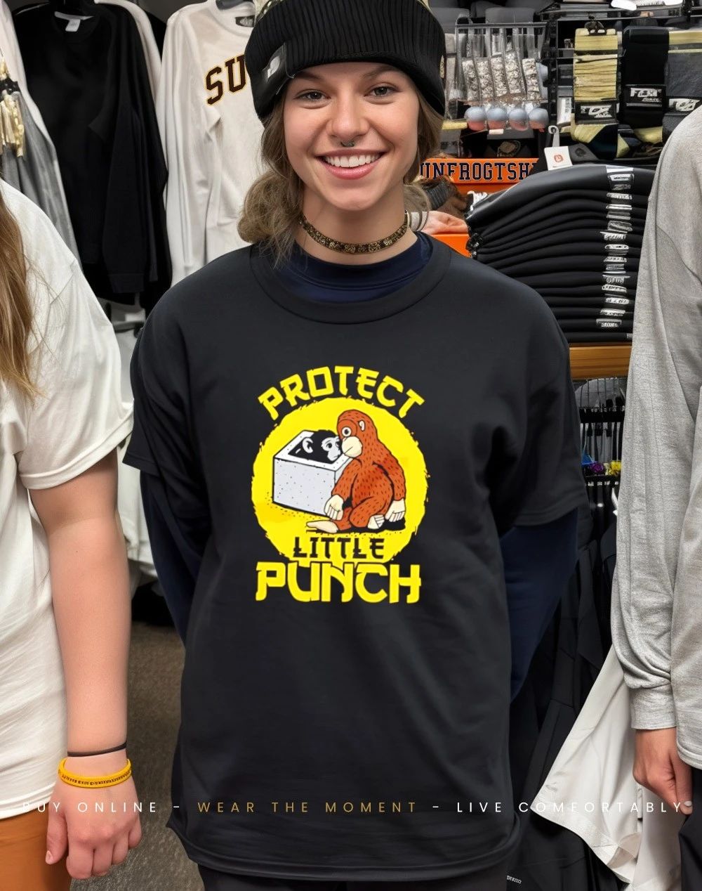 Protect little punch Monkey cartoon shirt