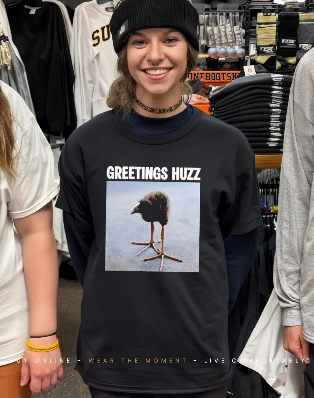 Greetings Huzz Bird shirt
