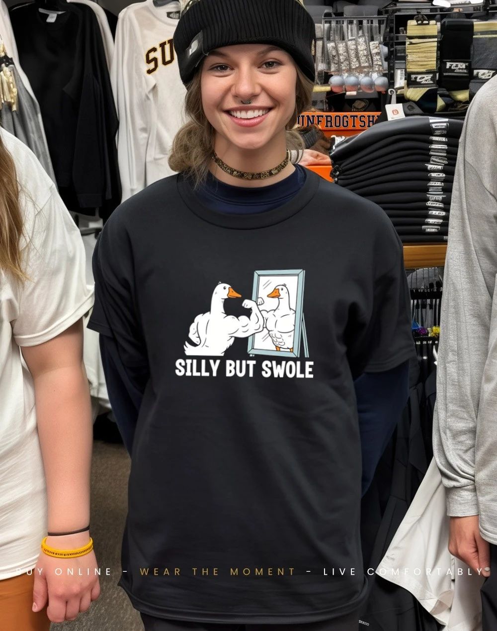 Silly but swole gym goose funny shirt