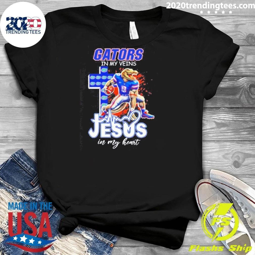 Florida Gators Football Gators In My Veins Jesus In My Heart Christian Fan Shirt