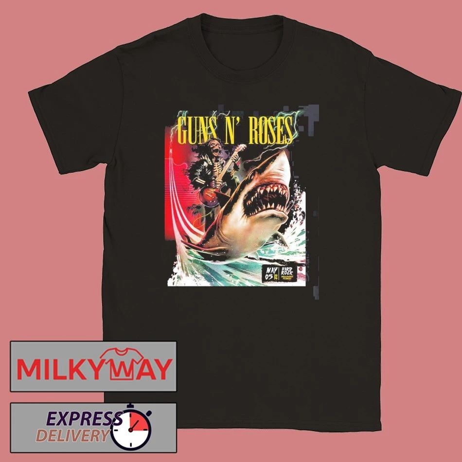 Guns N Roses Hollywood Florida 2026 Night 2 Venue Poster At Hard Rock On May 5 2026 Skeleton Riding Shark Art shirt