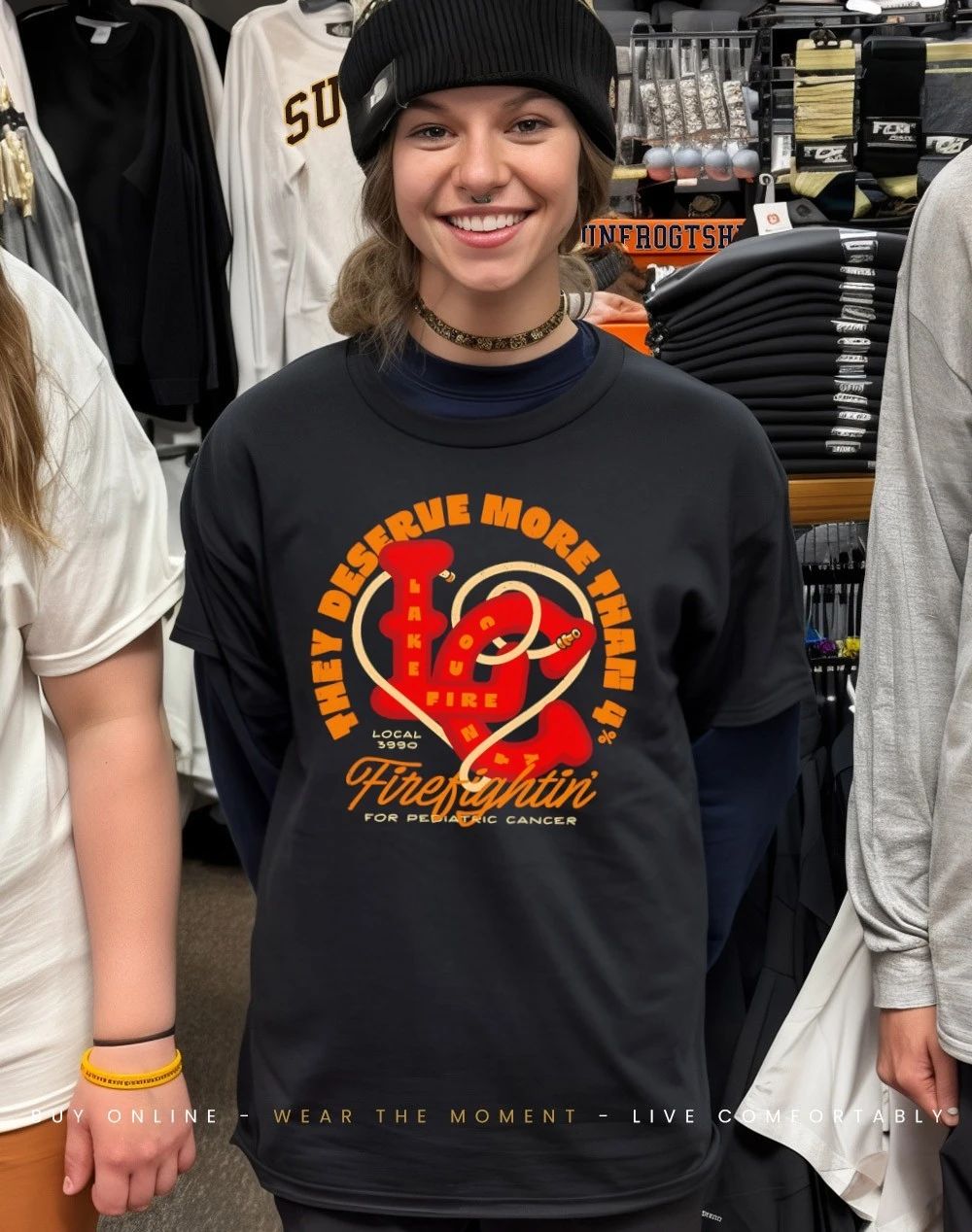 Lake County Firefighters L3990 Pediatric Cancer they deserve more than 4 shirt