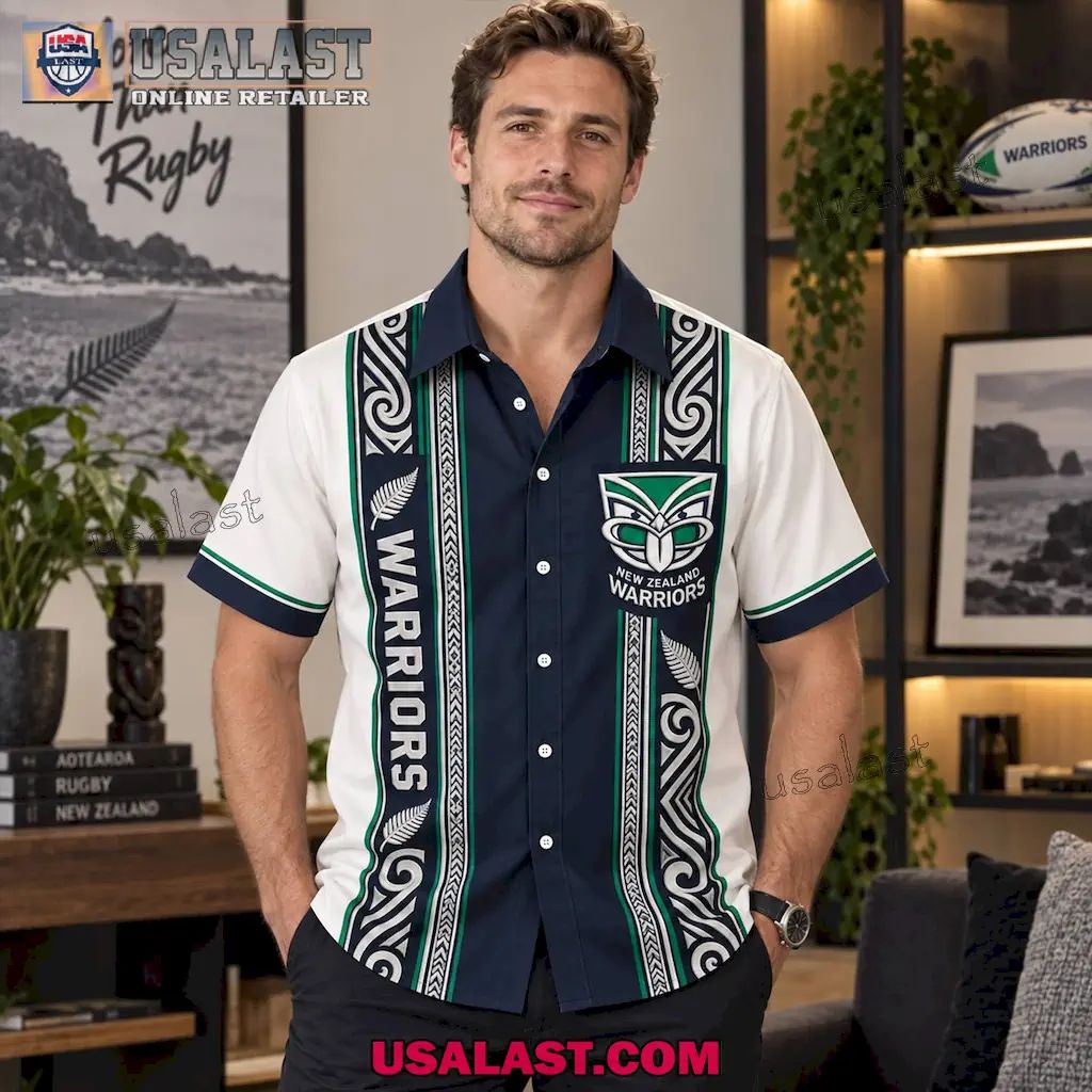 New Zealand Warriors Vintage Striped Rugby Premium Hawaiian Shirt