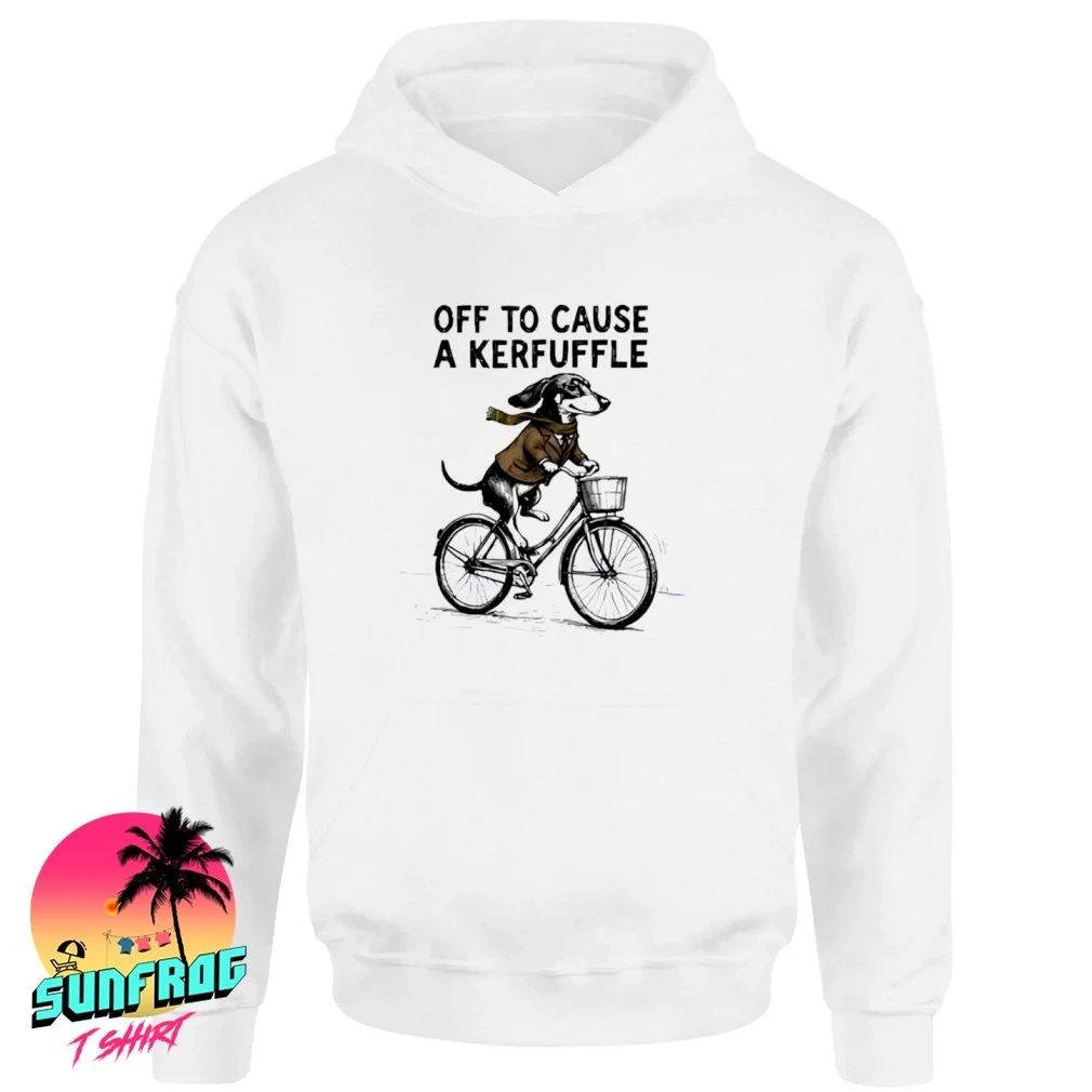 Dachshund dog riding bike off to cause a kerfuffle shirt