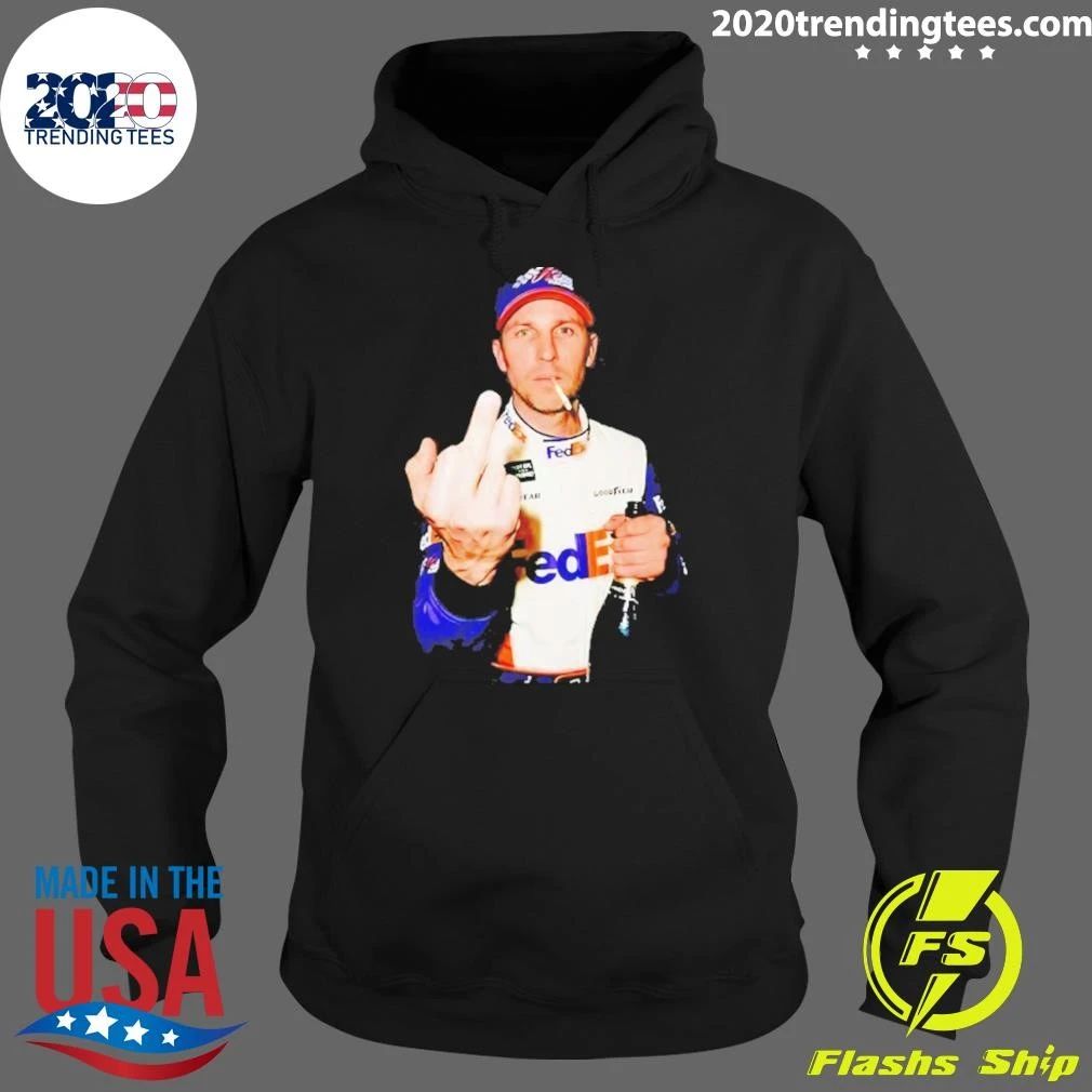 Denny Hamlin 2026 Middle Finger Smoking And Beer Shirt