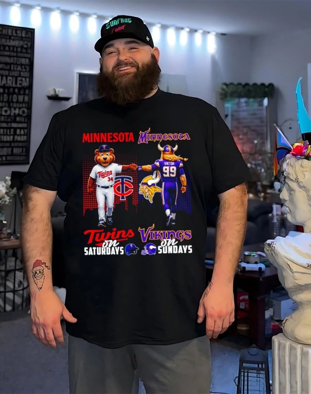 Minnesota Twins on saturdays vs Minnesota Vikings on sundays city skyline shirt