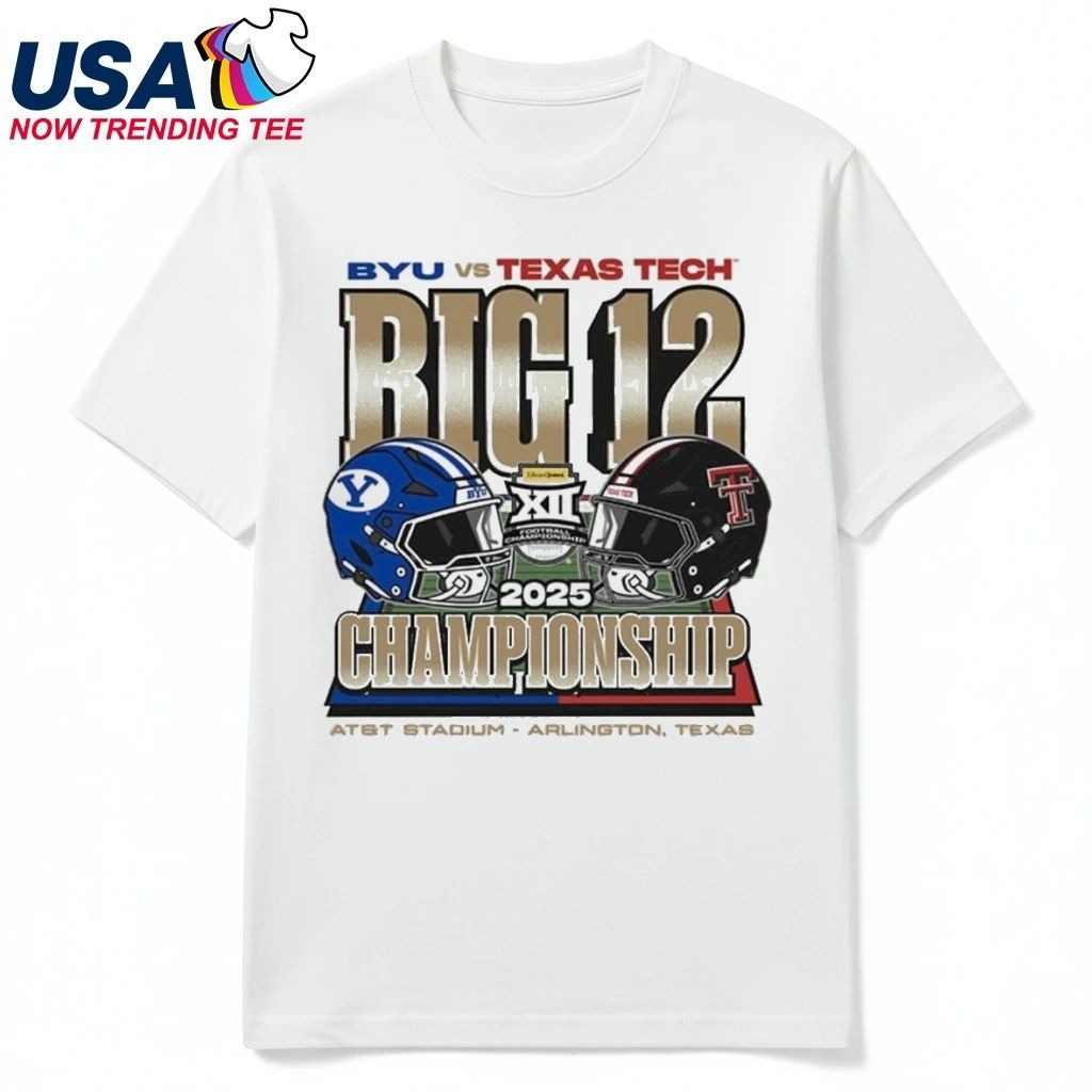 BYU Cougars Vs Texas Tech Red Raiders 2025 Big 12 Championship Matchup Helmet At&T Stadium Arlington, TX Shirt