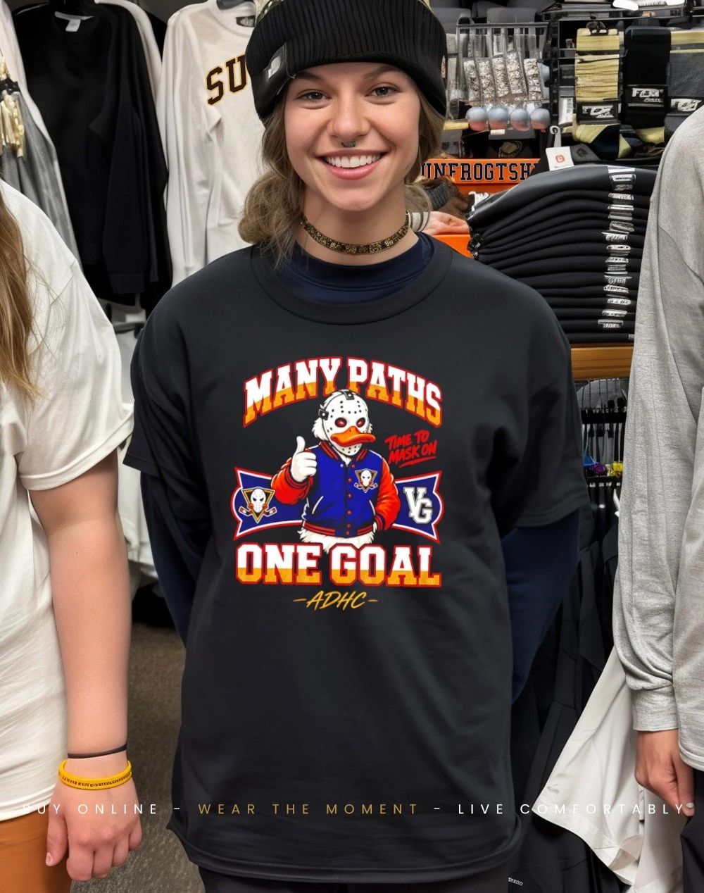 Anaheim Ducks Many Paths One Goal Time to mask on shirt