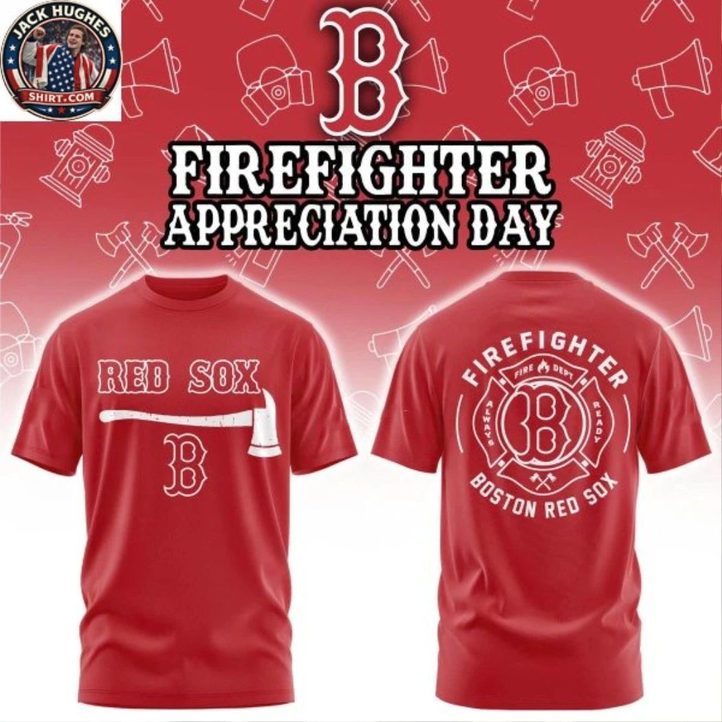 Boston Red Sox Firefighter Application Night 2026 Logo Two Sided Shirt