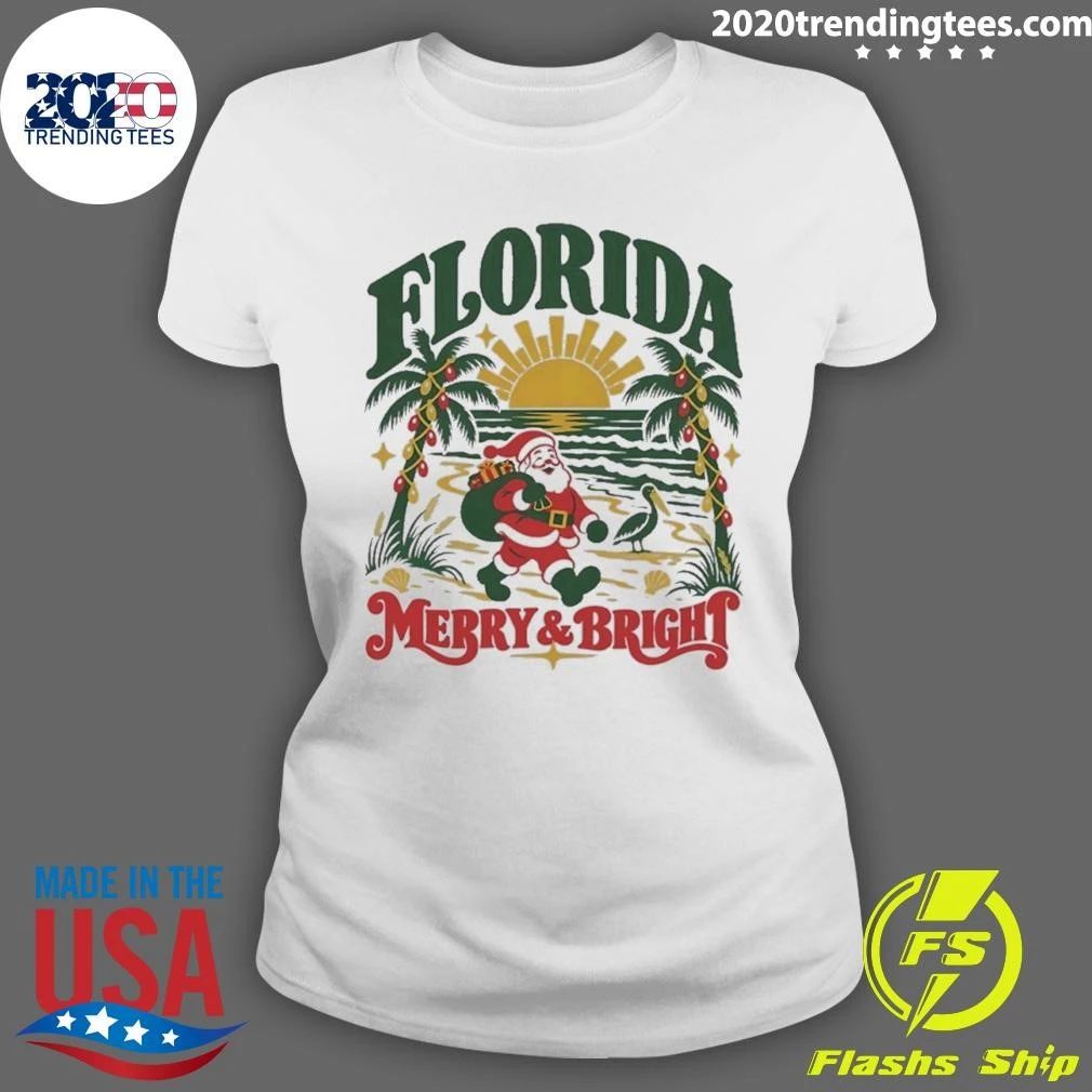 Florida Merry and Bright Christmas Santa 2026 Shirt