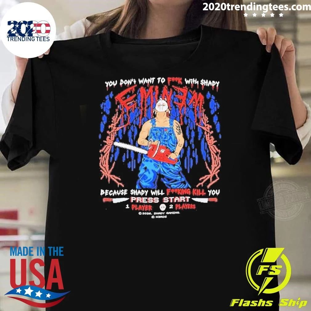 Eminem Shady Gaming Press Start Chainsaw Hockey Mask Shirt