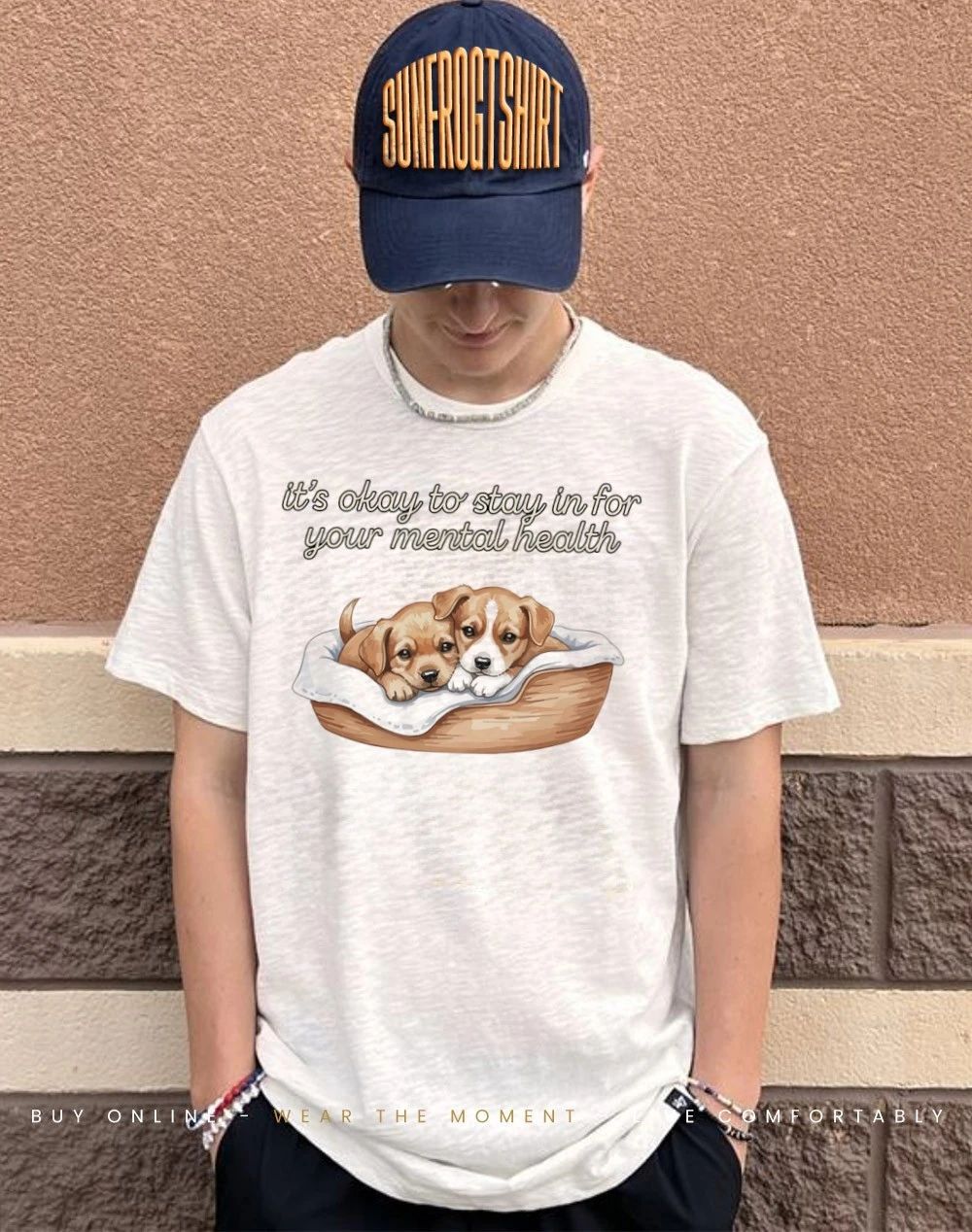 Dog puppy it’s okay to stay in for your mental health shirt