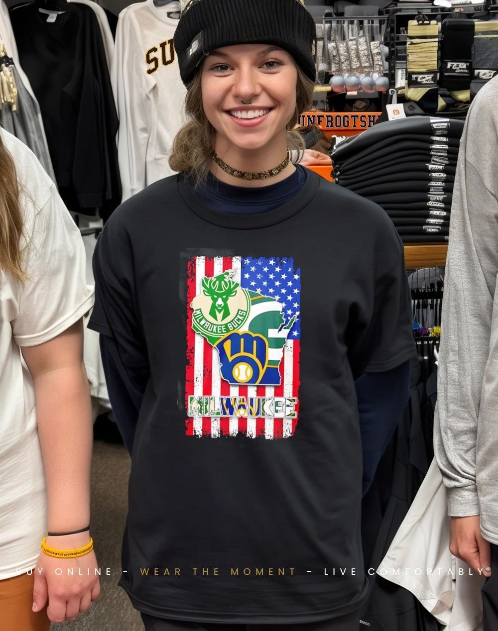 Milwaukee teams on the American flag shirt