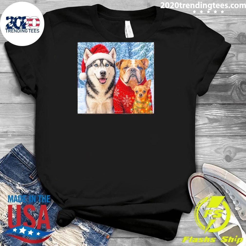Husky, Bulldog and Chihuahua Dogs Christmas Sweater Shirt