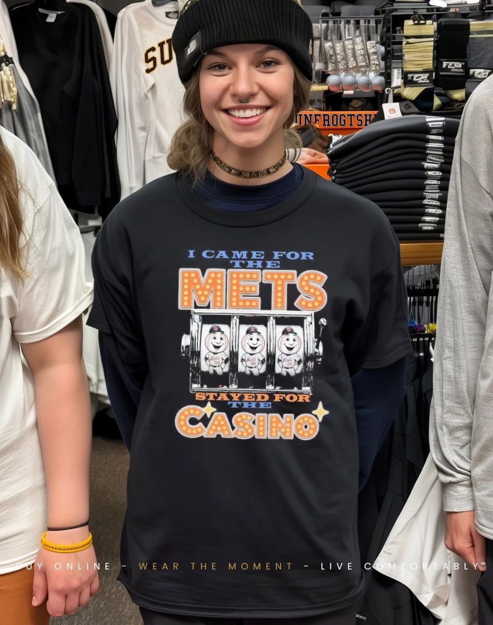 New York Mets I came for the Mets stayed for the casino front and back shirt