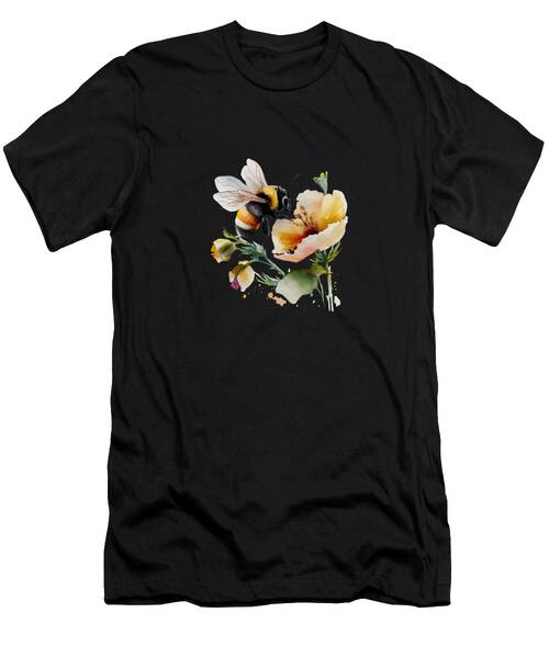 Watercolor Bee And Floral Garden T-Shirt