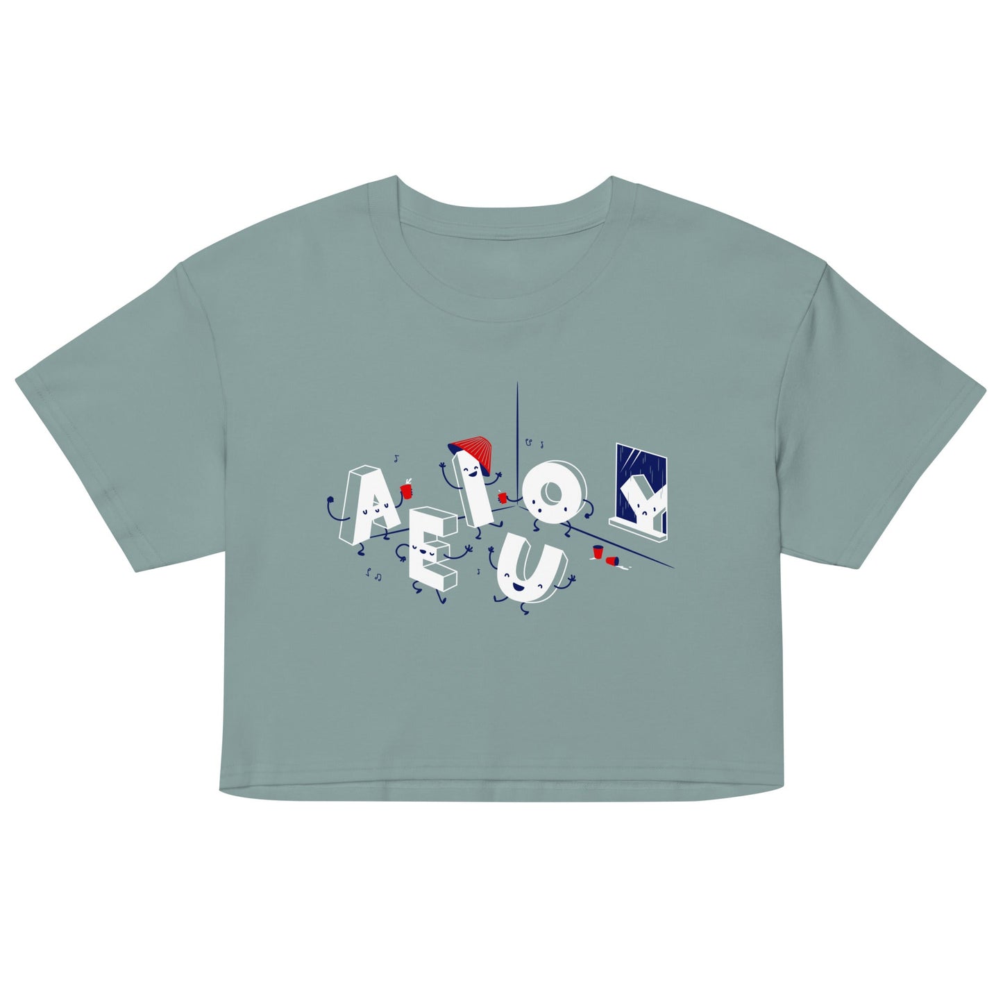 Vowel Party Time Women's Crop Tee