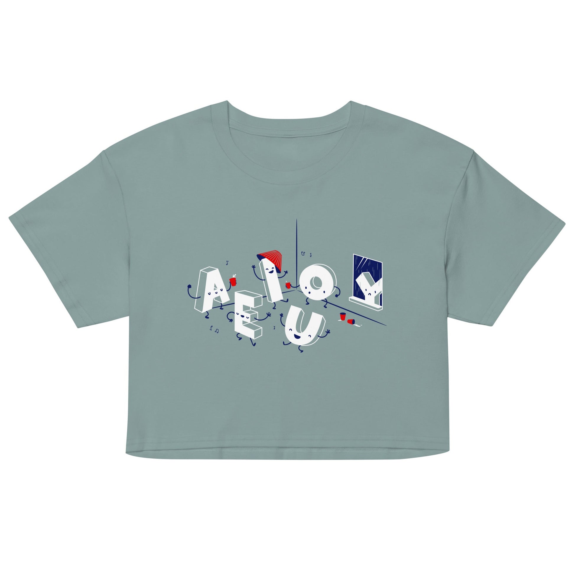 Vowel Party Time Women's Crop Tee