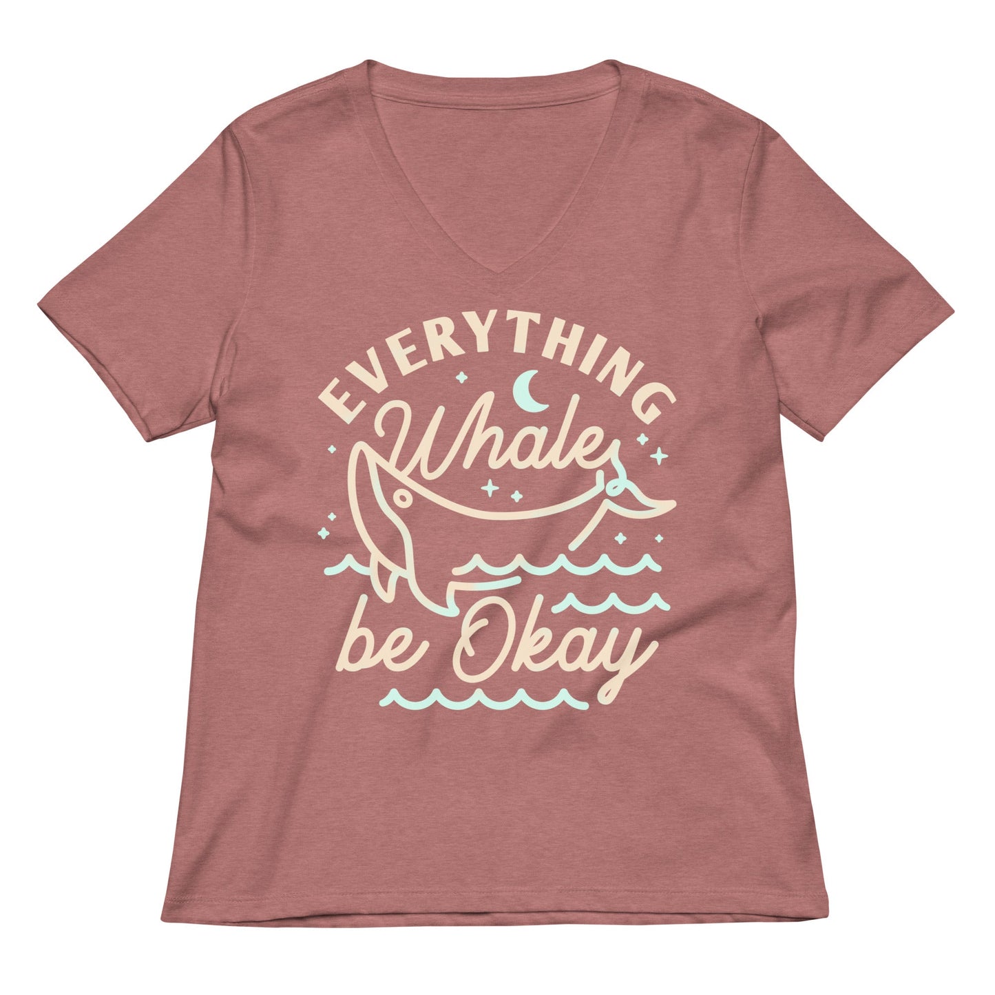 Everything Whale Be Okay Women's V-Neck Tee