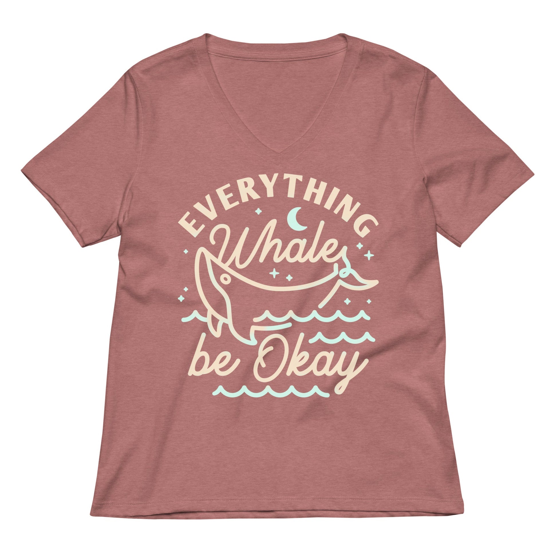 Everything Whale Be Okay Women's V-Neck Tee