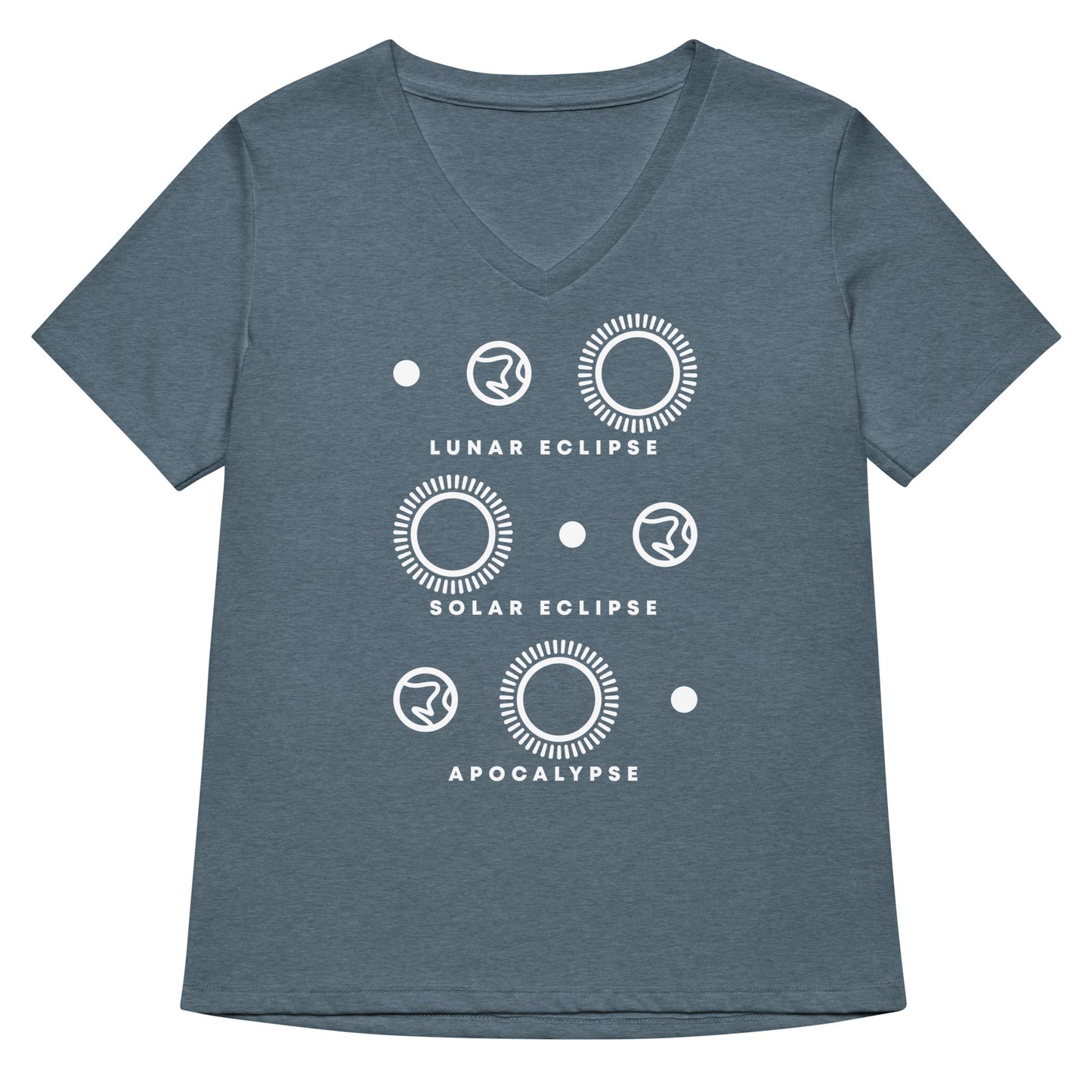 Lunar Eclipse Solar Eclipse Apocalypse Women's V-Neck Tee