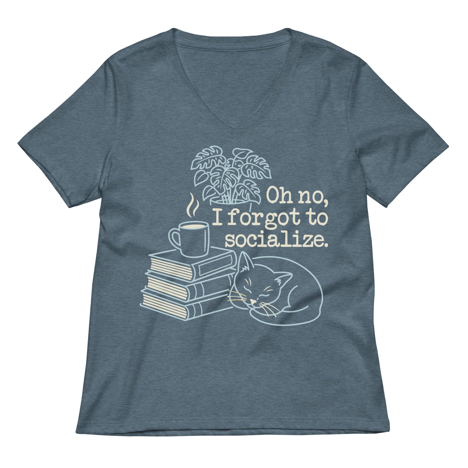 Oh No, I Forgot To Socialize Women's V-Neck Tee