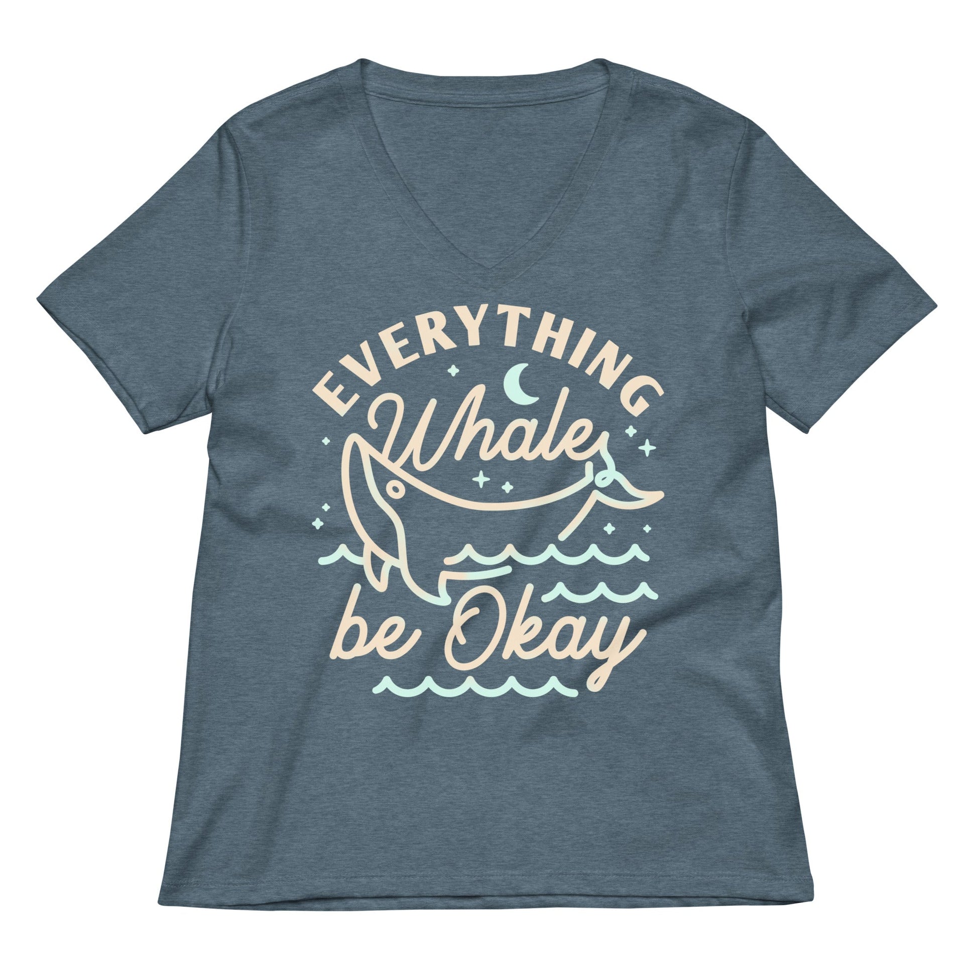 Everything Whale Be Okay Women's V-Neck Tee