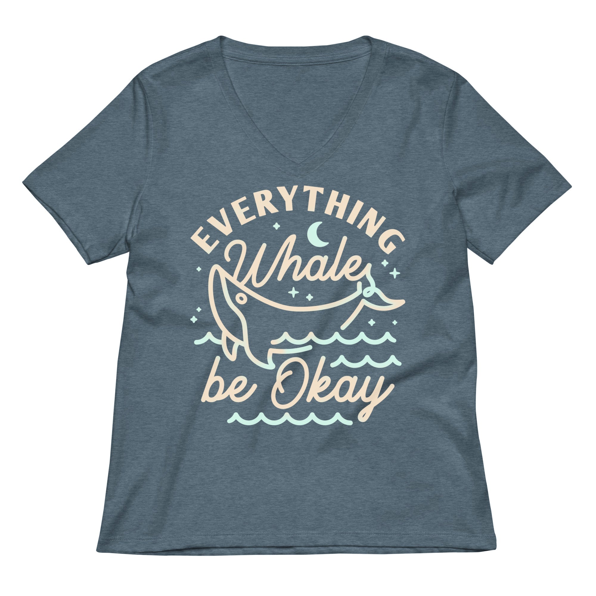 Everything Whale Be Okay Women's V-Neck Tee