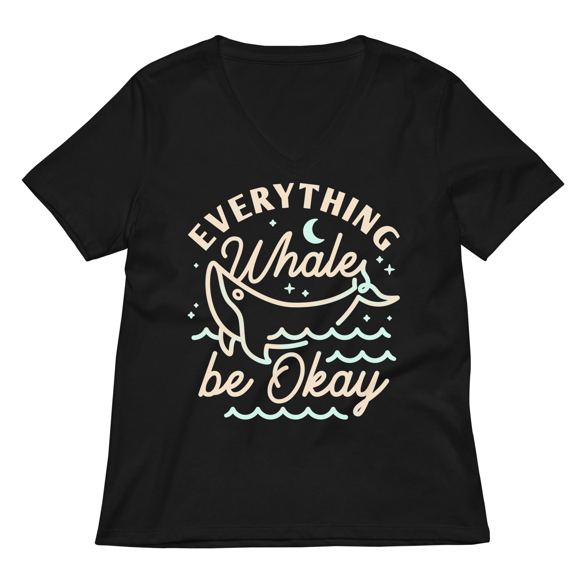 Everything Whale Be Okay Women's V-Neck Tee